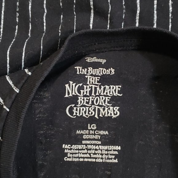 Disney The Nightmare Before Christmas Pinstripe Pumpkin King Long Sleeve Shirt L - Picture 3 of 11